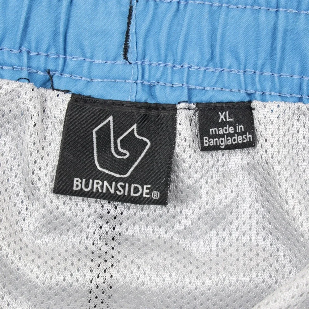 Burnside Mens‎ Pocket Quick Dry Tropical Print Swim Trunks Shorts Black/Blue XL